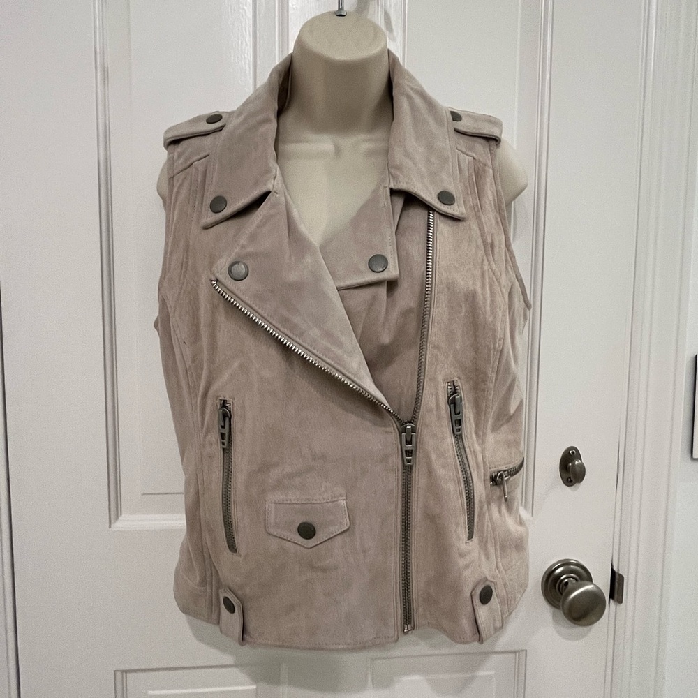 Beige Sleeveless Biker Vest